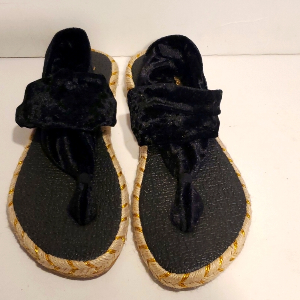 Nalho Black Velour Sandals Size 9